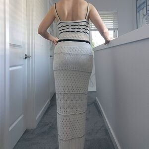 Olive & Oak Black and White Maxi Knitted Skirt And Top